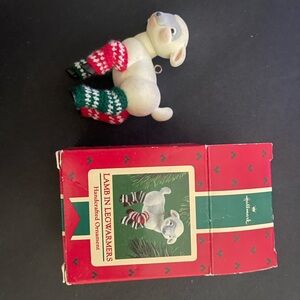 Hallmark Lamb Ornament with Red and Green Accents